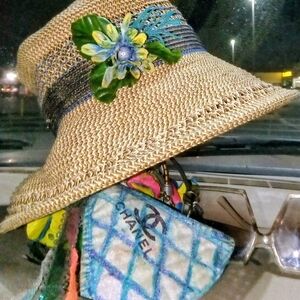Elegant Tan Sun Hat with Floral Detail